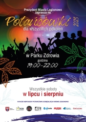 Plakat informujący o potańcówkach w Parku Zdrowia w Legionowie 2023