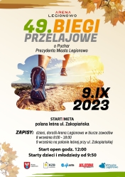Grafika promująca 49. biegi przełajowe o puchar Prezydenta Legionowa