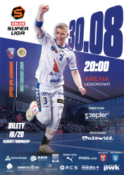 Plakat informujący o możliwości nakupu biletów na mecz piłki ręcznej