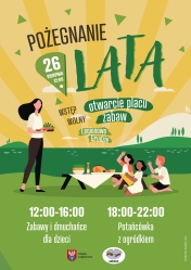 Plakat promujący imprezę Pożegnanie lata na Grudziach w Legionowie