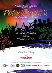 Plakat promujący potańcówki we wrześniu w Parku Zdrowia w Legionowie