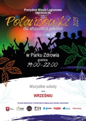 Plakat promujący potańcówki we wrześniu w Parku Zdrowia w Legionowie