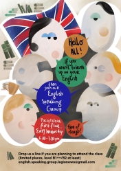 Plakat informujący o klubie dyskusyjnym English Speaking Group Evening