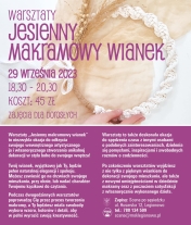 Plakat informujący o warsztatach Jesienny makramowy wianek