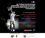 plakat informujący o 65 turnieju koszykówki o puchar Prezydenta miasta Legionowo
