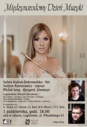 Plakat informujący o koncercie z okazji Międzynarodowego Dnia Muzyki.