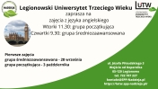 Plakat informujący o nauce języka angielskiego.
