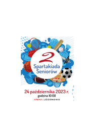 Grafika informująca o  II Spartakiadzie Seniorów w Legionowie