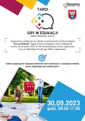 Plakat informujący o targach Gry w Edukacji.