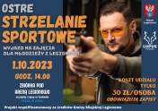 Plakat informujący o wyjeździe na strzelnicę dla młodzieży z Legionowa.