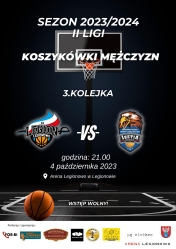 Plakat informujący o meczu koszykówki.