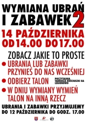 Plakat promujący wymianę ubrań.