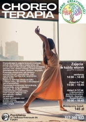 Plakat informujący o zajęciach choreoterapii