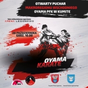 Plakat informujący o zawodach kumite.