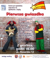 Plakat informujący o przedstawieniu dla dzieci.