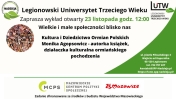 Plakat informujący o wykładzie otwartym legionowskiego UTW.