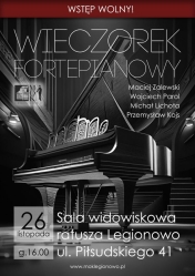 Plakat informujący o wieczorku fortepianowym