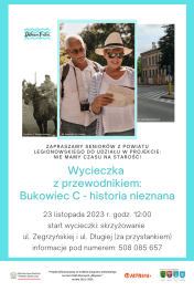 Plakat informujący o wycieczce z przewodnikiem po Bukowcu C