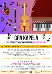 Plakat informujący o interaktywnym koncercie dla dzieci