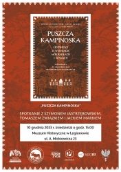 Plakat promujący spotkanie autorskie w muzeum - Puszcza Kampinowska