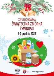 Plakat informujący o świątecznej zbiórce żywności w Legionowie