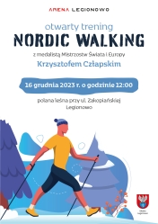 Plakat promujący Otwarty Trening Nordic Walking