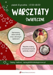 Plakat informujący o warsztatach kreatywnych Plakat informujący o warsztatach kreatywnych