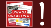Grafika z napisem: uwaga oszustwo!