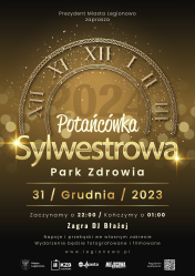 Plakat informujący o potańcówce sylwestrowej.