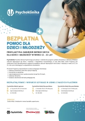 Plakat promocyjny bezpłatnej pomocy dla dzieci i młodzieży