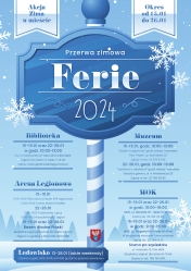 Plakat promujący Ferie 2024 w Legionowie