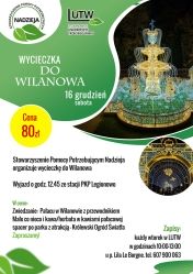 Plakat informujący o wycieczce do Wilanowa