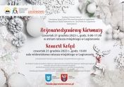 Plakat informujący o kiermaszu Bożonarodzeniowym i koncercie kolęd