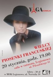 Plakat informujący o koncercie wielcy piosenki francuskiej