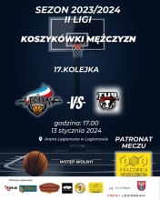 Plakat informujący o meczu KS Legion Legionowo - KKS Tur Basket Bielsk Podlaski