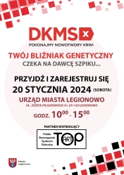 Plakat informujący o akcji rejestracji potencjalnych dawców szpiku kostnego