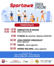 Grafika informująca o zajęciach w ramach Sportowe zajęcia cykliczne
