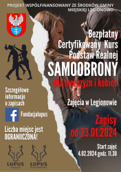 Plakat informujący o zajęciach z samoobrony