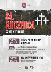 Plakat informujący o 84. Rocznicy Zbrodni w Palmirach i uroczytościach