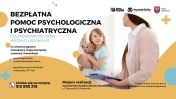 Plakat informujący o bezpłatnej pomocy psychologicznej i psychiatrycznej