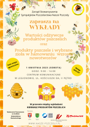Plakat promujący wykłady Stowarzyszenia Nasze Pszczoły