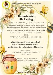 Plakat promujący Kurs pszczelarstwa dla początkujących pszczelarzy