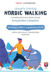 Plakat promujący Otwarty Trening Nordic Walking