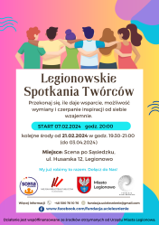 Plakat informujący o legionowskim spotkaniu twórców