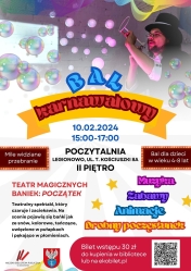 Plakat informujący o balu karnawałowym dla dzieci
