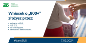 Plakat informujący w jaki sposób można złożyć wniosek na 800+