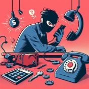 Na grafice telefon, złodziej