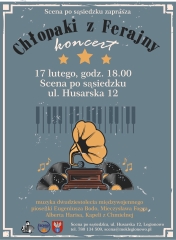 Plakat informujący o koncercie w scenie po sąsiedzku