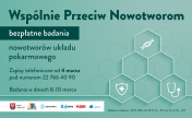 Plakat informujacy o badaniach na obecność markerów nowotworowych układu pokarmowego