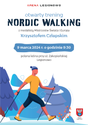 Plakat promujący Otwarty Trening Nordic Walking